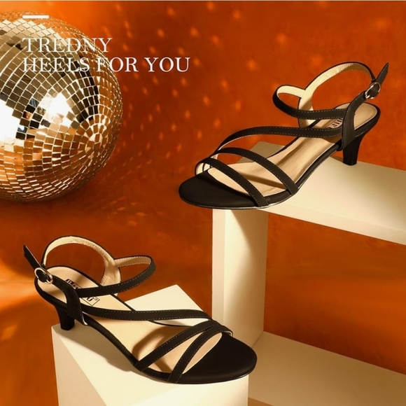 Women's Dressy Strappy 2 Inch Low Kitten Heel Open Toe Sandals - Picture 2 of 4